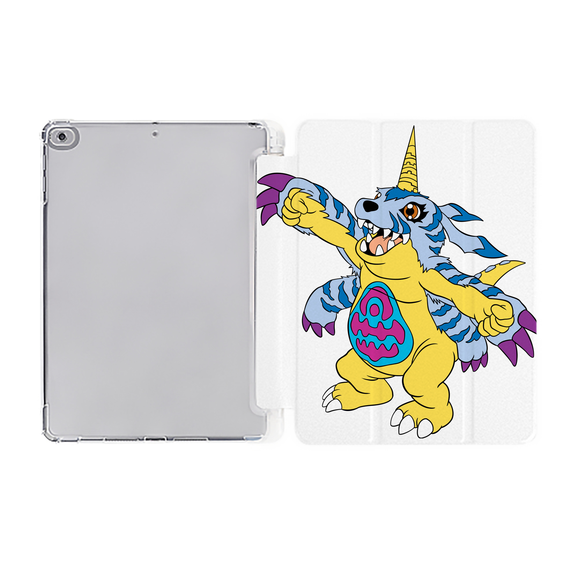 （画像用） Digimon デジタルモンスター/デジモン IPad ケース ペン収納付き 三つ折りスタンド PUレザー×シリコン 対応機種9.5/10.5/10.9インチ